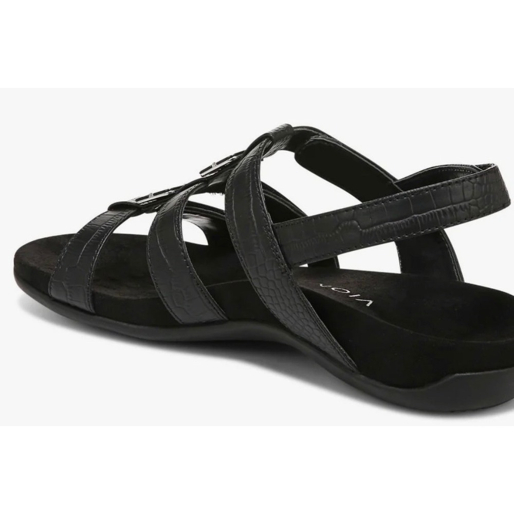 Vionic Amber Black Croc Embossed Adjustable Sandals Women 8 Orthotic Support - Picture 4 of 11